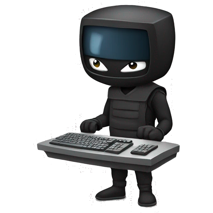 a computer with ninja emoji