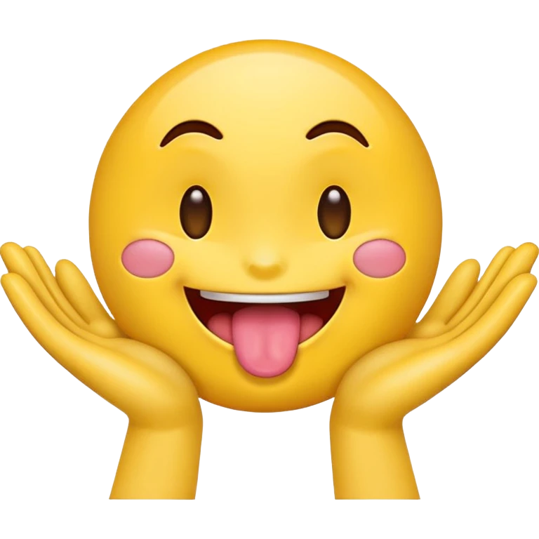 Emoji with tongue out and hands out emoji