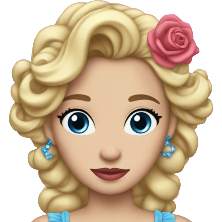 Cenicienta con vestido azul y labios rosas y cabello lacio  emoji