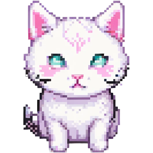 cute white cat with makeup on its face and a little bit of light pink emoji