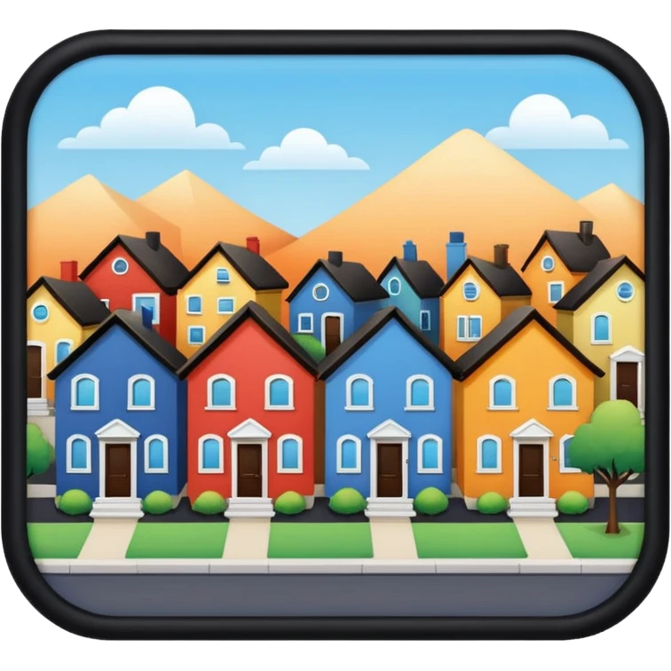 group of 3 houses representing neighborhood emoji