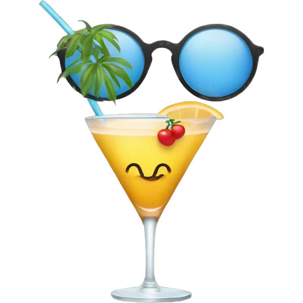 Un emoji avec des lunettes et un cocktail à la main emoji