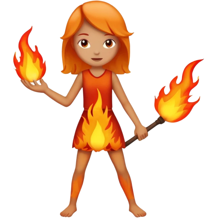 Girl stick figure on fire emoji