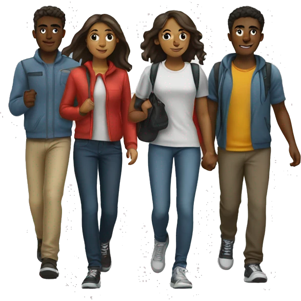 Team of young people walking emoji