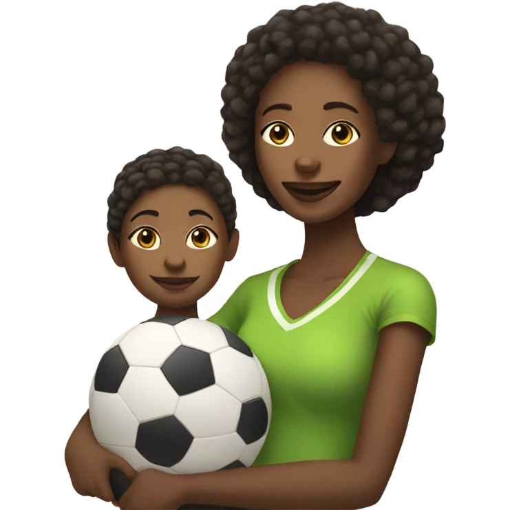 black mom passing a soccer ball with her lightskin daughter  emoji