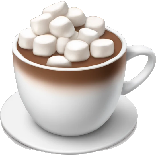 White cup of hot cocoa with marshmallows emoji
