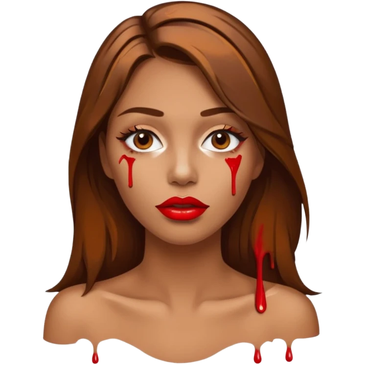 Brown Hair, Woman, white paint drip, face, hot, Sexy, lips emoji