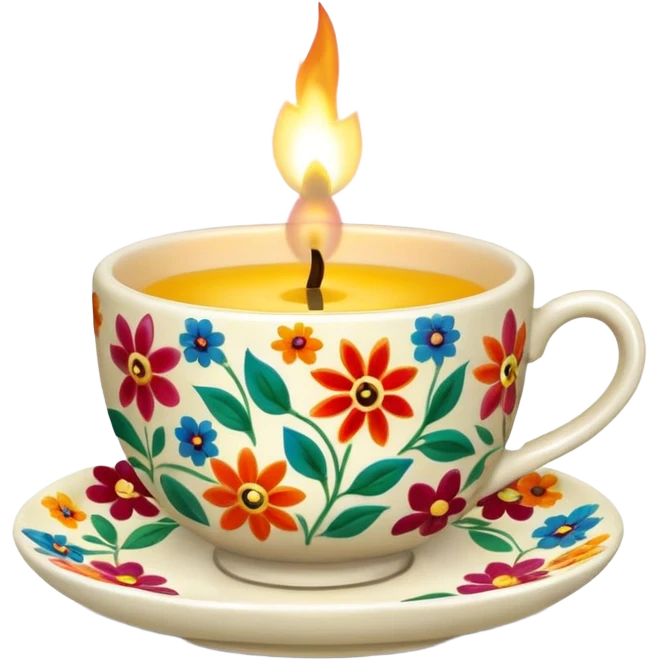 flower patterned teacup candle emoji
