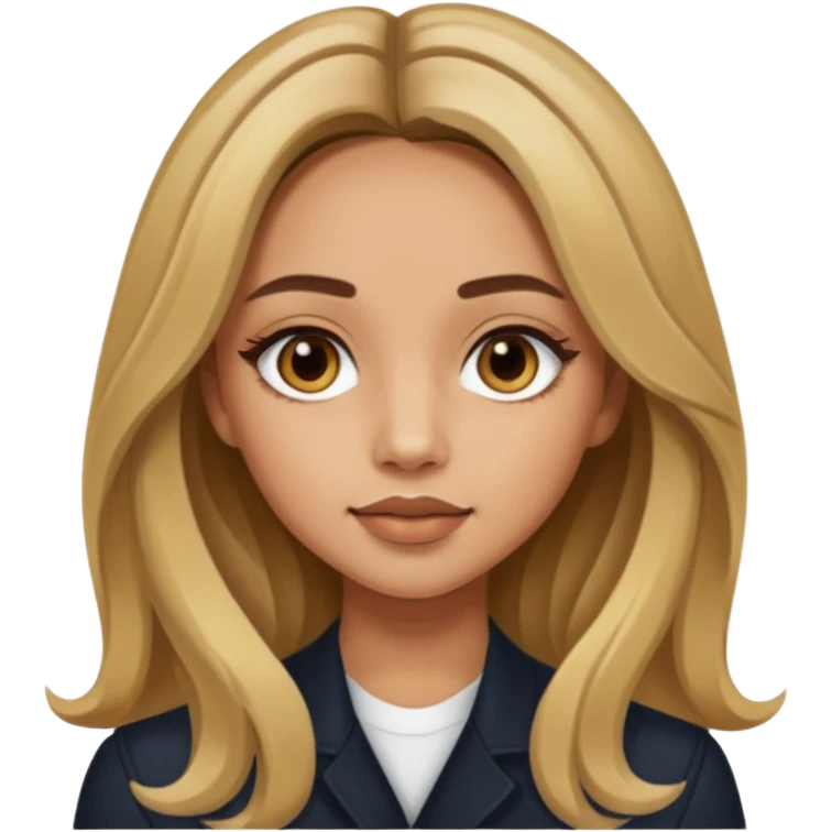 Jade Thirlwall with long brown hair with blonde highlights emoji