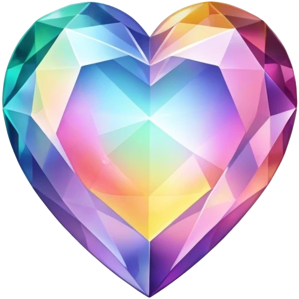 Gradient purple indigo blue cyan green crystal heart emoji