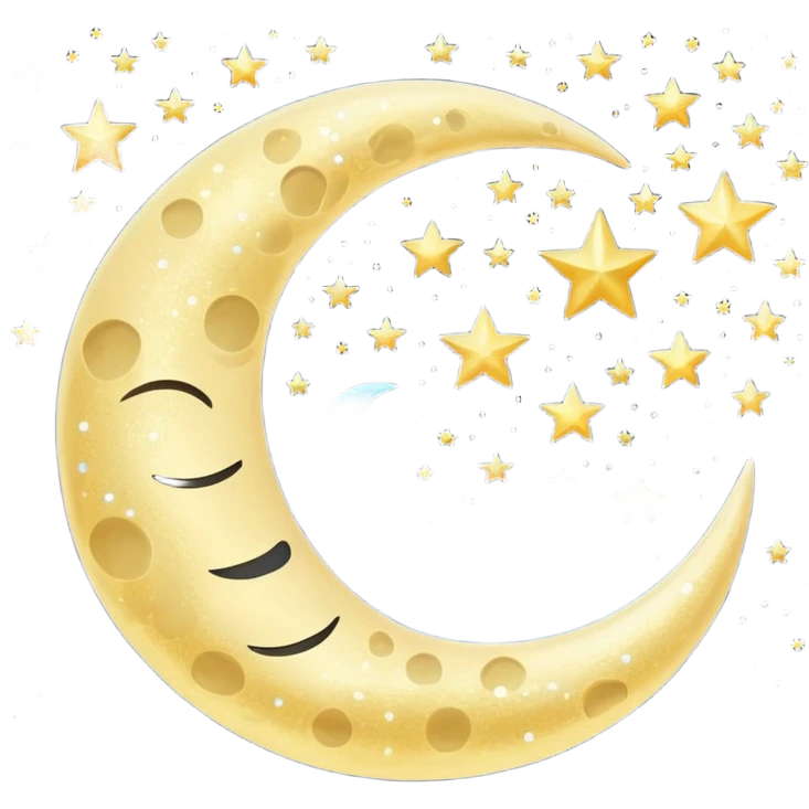 Glitter cian moon emoji