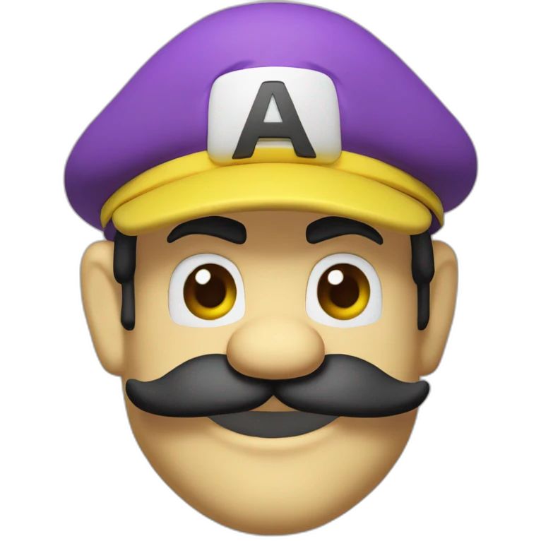 1 Wario with à yelow cap and à black mustache emoji