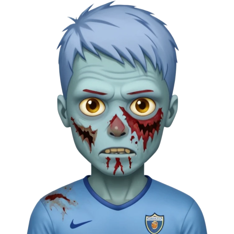 я мужчина, цвет волос пепельно синий, стрижка как у футболиста Yamal сделай меня в стиле зомби emoji