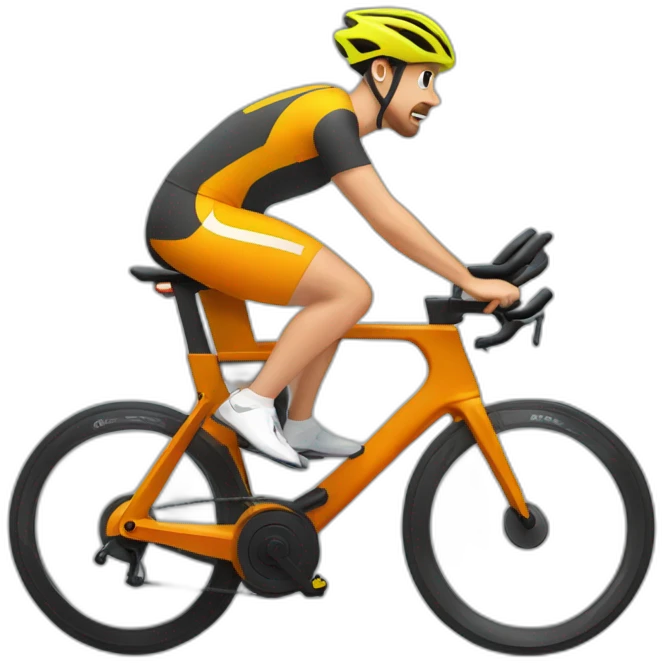 Man peddling Peloton stationary bike with screen. No helmet emoji