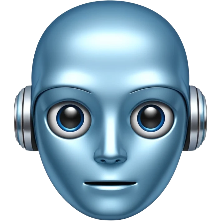 ai agent light blue metalic face bot emoji