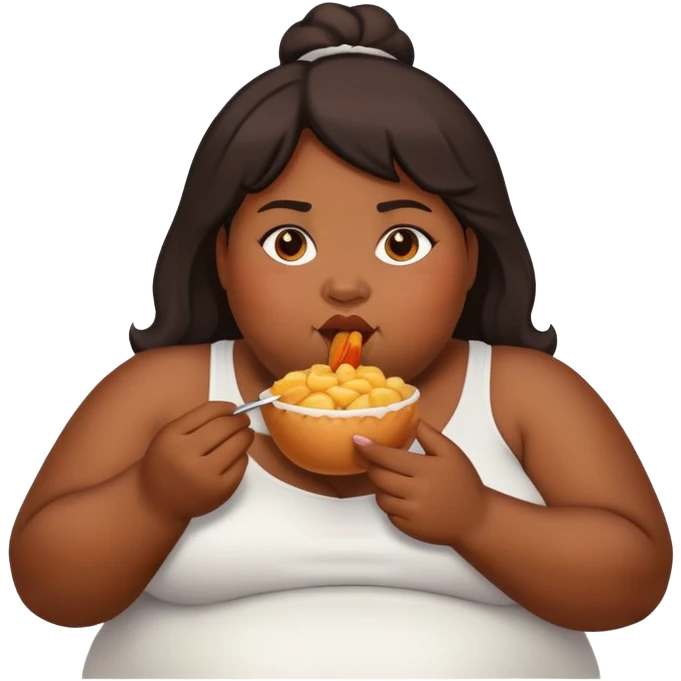fat black woman who is eating emoji