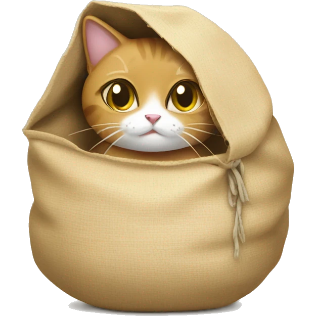 a cat wearing a sack of rice emoji
