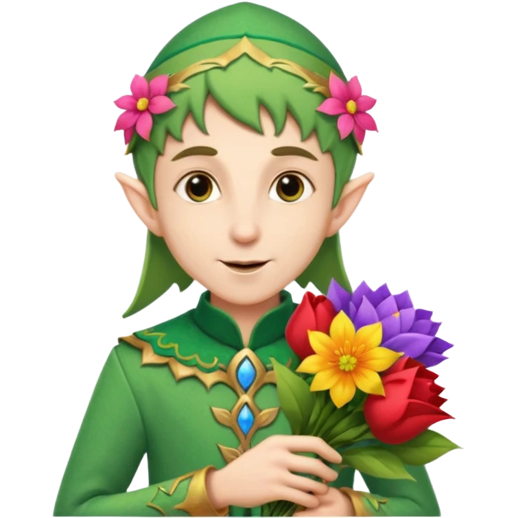 adult elf with flower bouquet emoji
