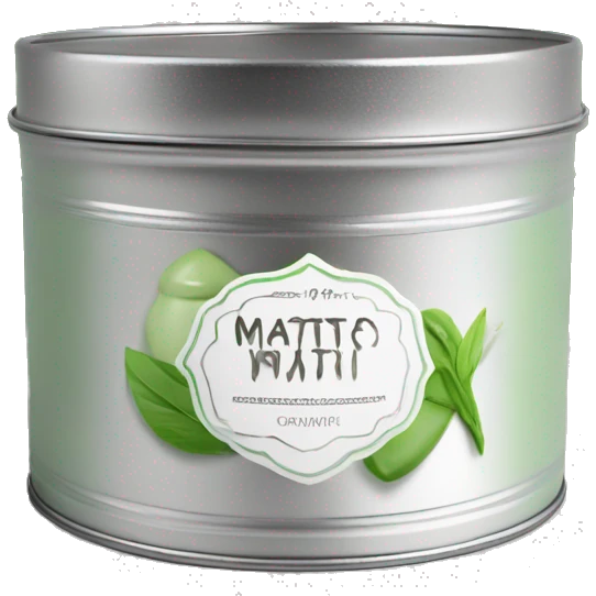 pretty matcha scented candle in silver tin with label realistic emoji