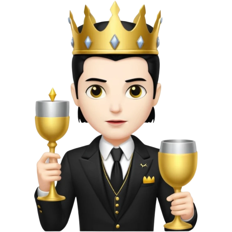 Vampire King, Vampire with slicked-back hair, wearing a crown, holding a goblet. emoji