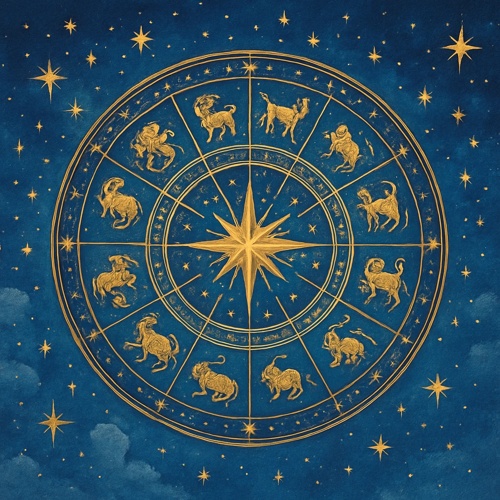 dreamy and magical astrology wheel with stars, celestial vibe emoji
