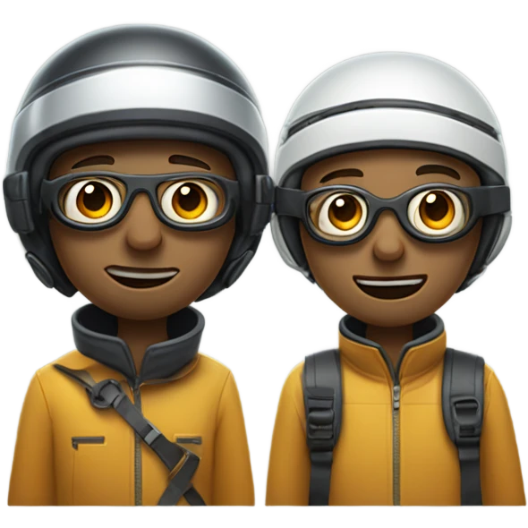 tow face hug, one with Ski goggles，the other with normal glasses. emoji