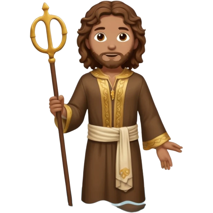 fullbody John the Baptist with wavy hair wearing traditional saint clothes in water, emoji style emoji