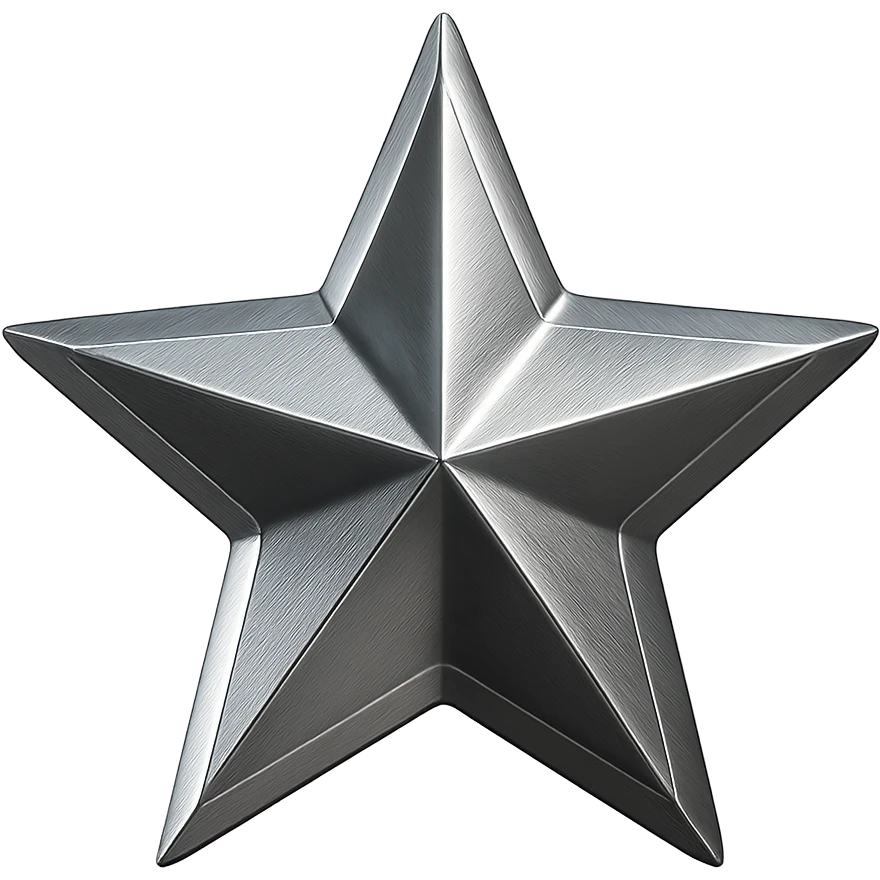 silver star icon, metallic, with a shiny beveled edge emoji