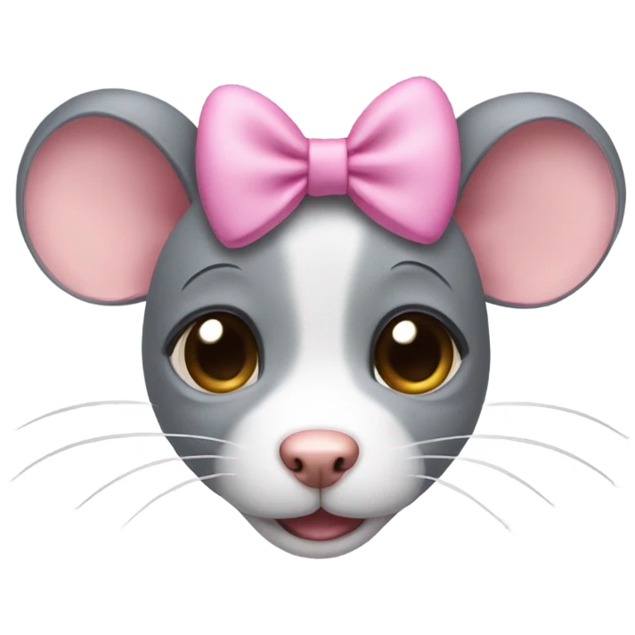 Rat with big puppy eyes with a pink bow on his head emoji