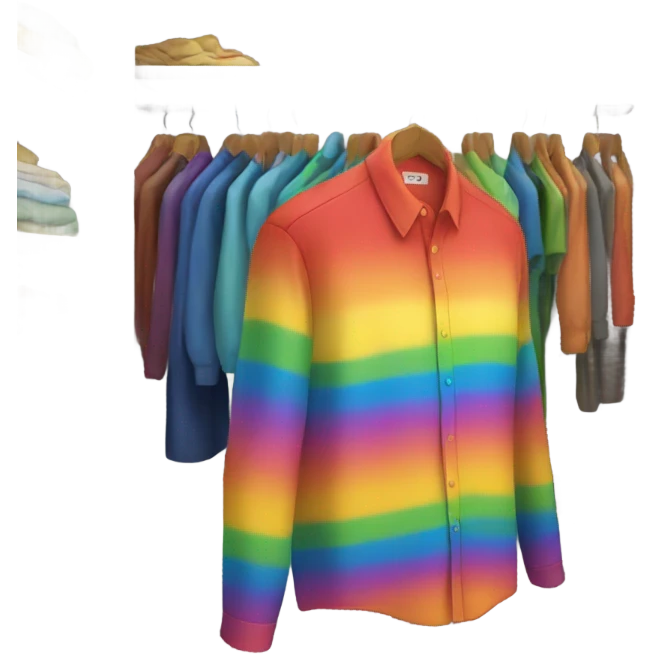 A closet with a rainbow shirt inside emoji