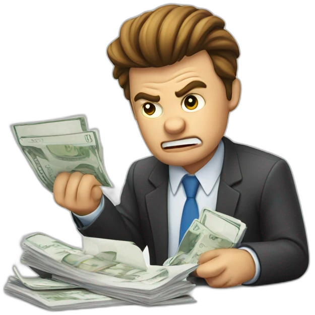 angry business man checking balance sheets emoji