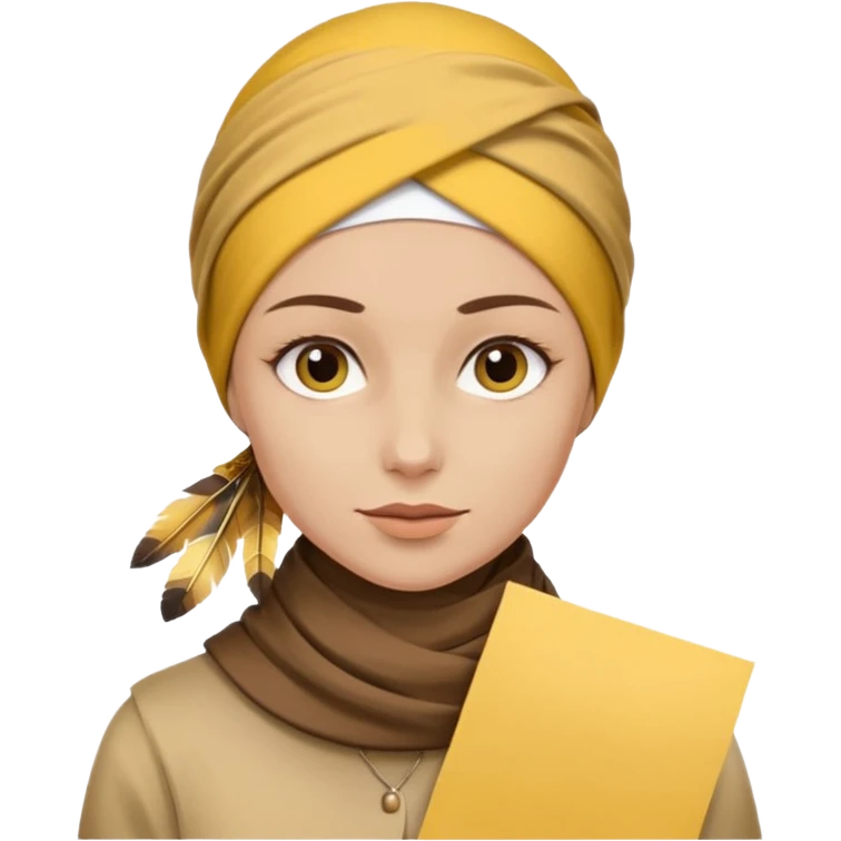 truthahnvogel with headscarf (no human) holding yellow paper emoji