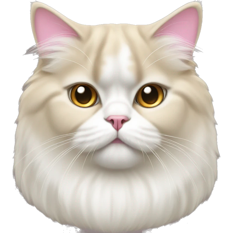 Tan and white Persian cat with cream colored ears and pink nose and white face and golden eyes  emoji