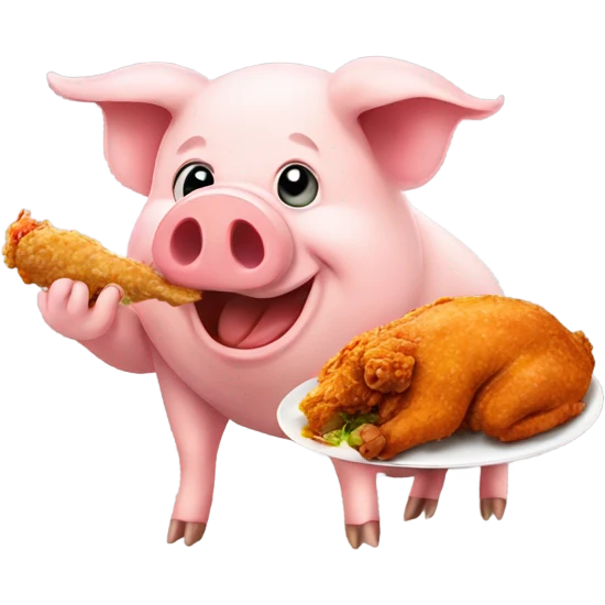 pig eating fried chicken emoji