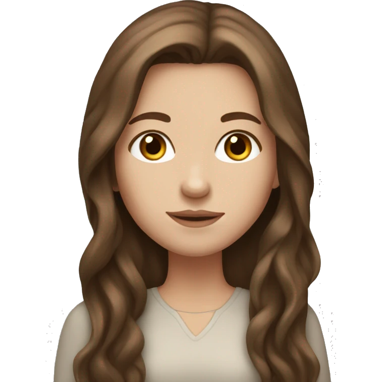 White girl with long brown hair and brown eyes emoji