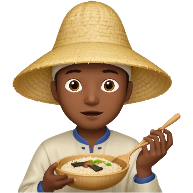 Asian guy with a rice hat eating a bat emoji