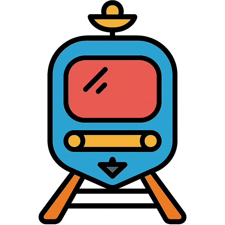 futuristic subway, lineal color icon with black outlines emoji