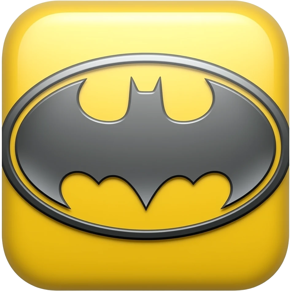 metallic batman logo with yellow background emoji