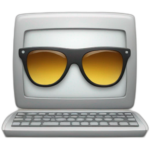 Computer with sunglasses emoji