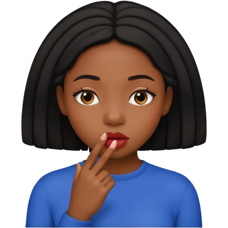 Black girl pinching her lips together with her fingers  emoji