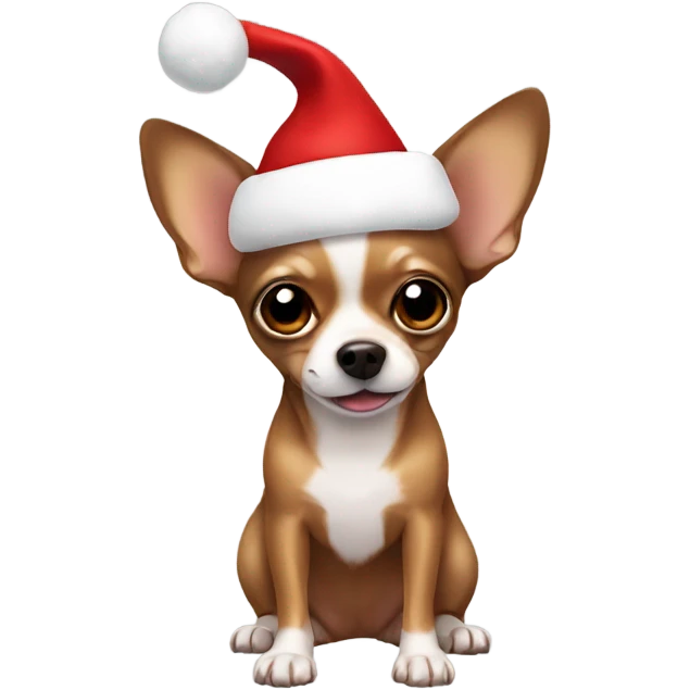 A brown Chihuahua with a Santa hat on emoji