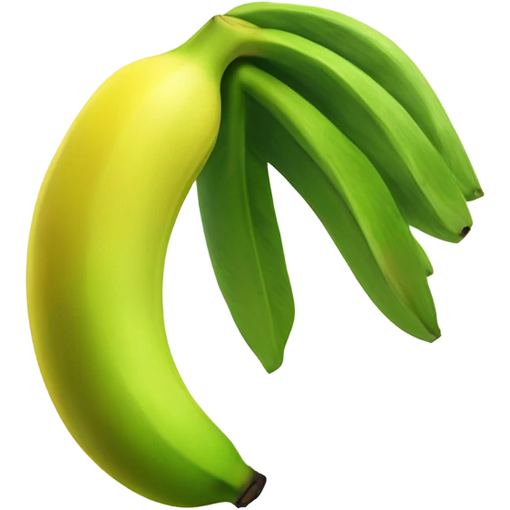 Create a semi-ripe banana emoji with green and yellow transitions, showing growth and progress. Keep the design dynamic with soft shading. emoji