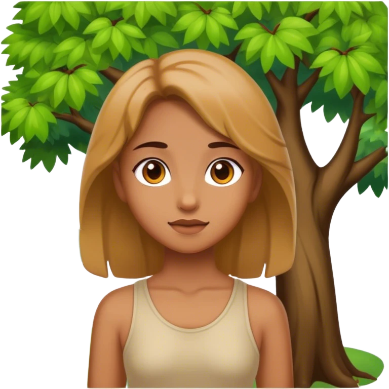 girl in nature under tree emoji