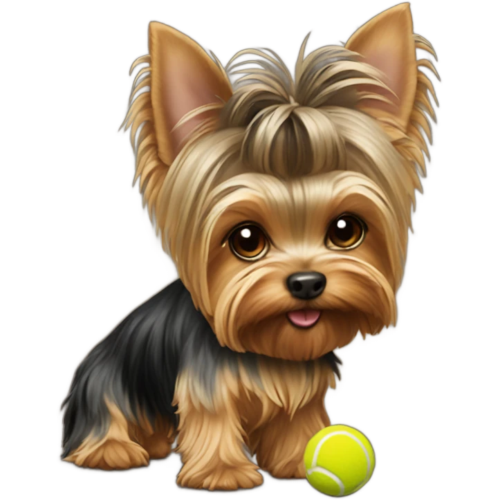 Yorkie playing with a tennis ball emoji