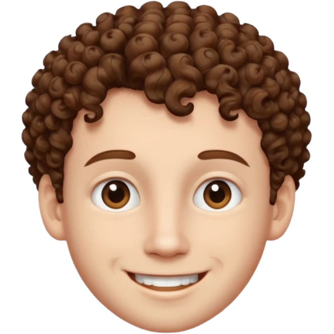 Create an emoji of YouTuber DavidMC's face - he has hair with short sides but a curly top, it is brown. It is not super curly and he has white skin emoji