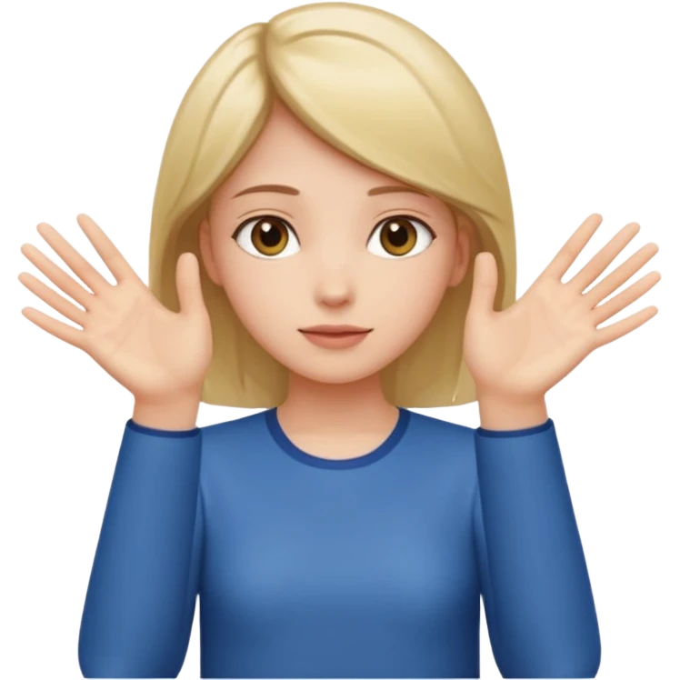 Girl with two hands in front out palms facing upwards and hands in front of her LOWER and her left hand slightly lower than her right hand emoji