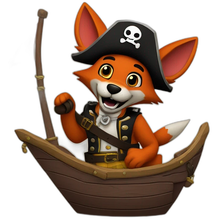 Foxy from five nights at Freddy’s￼ riding a pirate ship ￼ emoji