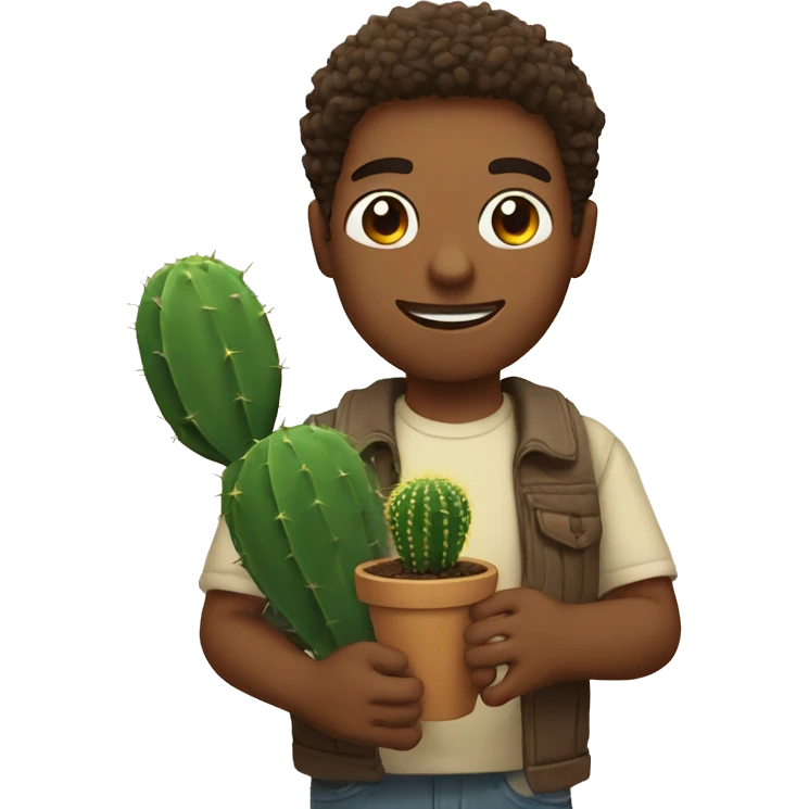 Trey holding a cactus  emoji