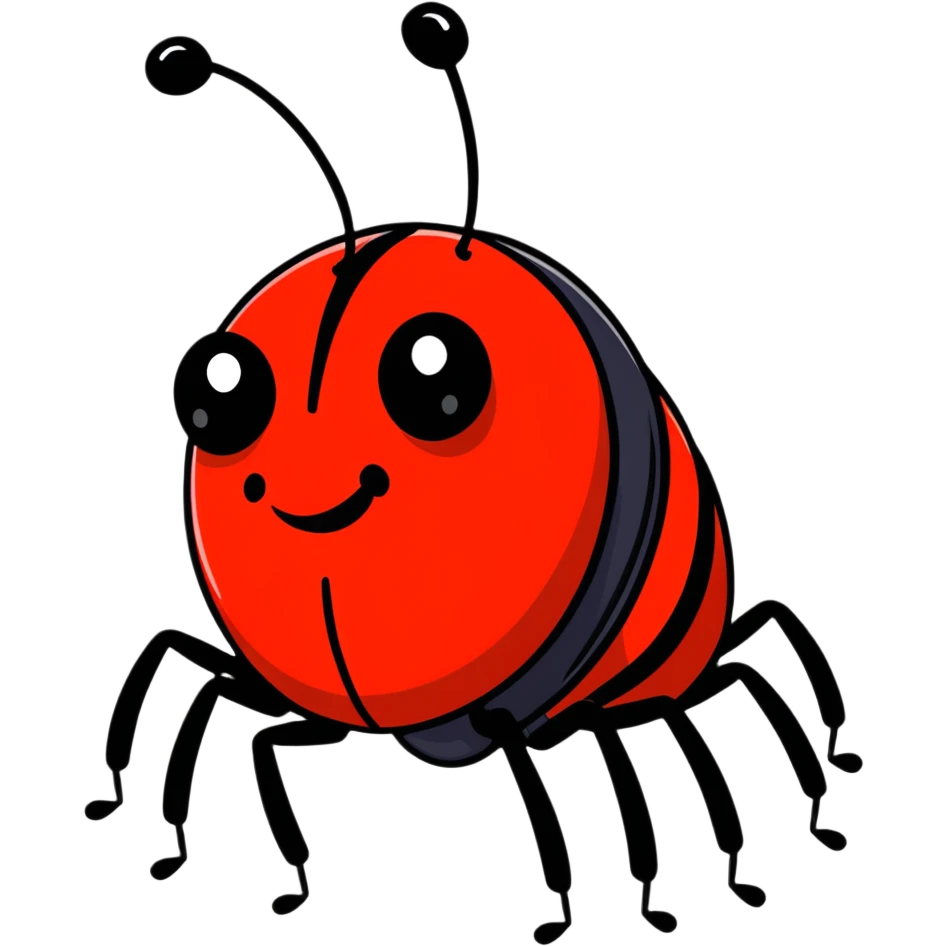 laughing red bug with black points emoji