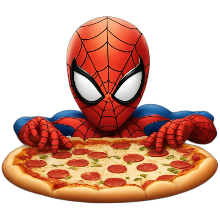 Spider man eating pizza emoji